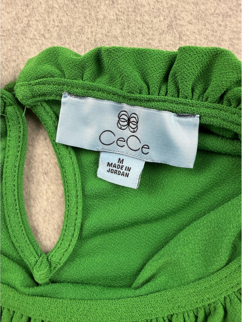 Kelly Green Puff Ruffle Neck Stretch Top - Picture 4 of 6